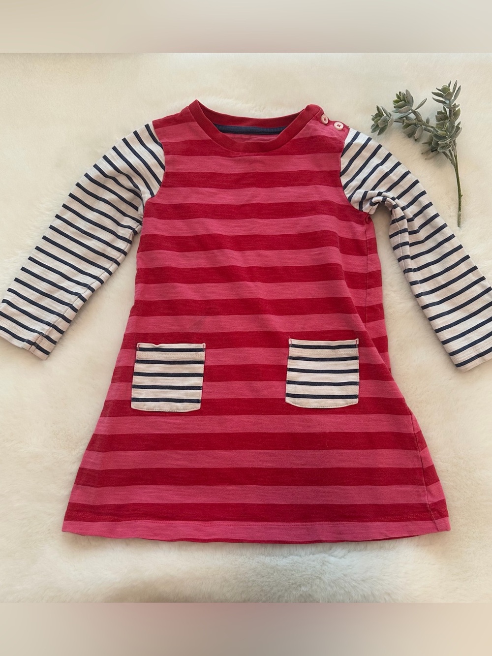 Mini Boden | EUC - Multi Striped Dress - Red/Pink - Size 2/3 YR